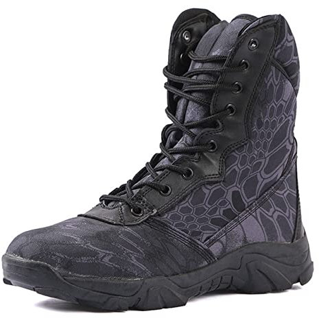 Stivali Tattici da Uomo, Stivali da Lavoro for Uomo, Stivale tattico, Stivali da Lavoro Militari, Pattern di Pitone Mimetizzazione, Stivali marini, Impermeabili, Traspirante