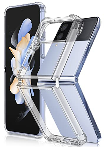 NEWZEROL Cover Kompatibel für Samsung Galaxy Z Flip 4 5G Hülle, [Mit Anti-Fall-Metallscharnier] [TPU-Rand + PC-Rückseite] [Unterstützt Kabelloses Aufladen] [Nicht Vergilbend] Kristallklare Stoßfeste