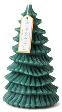 Paddywax Holiday Candles Duftkerze in Form eines Weihnachtsbaums, Zypresse und Tanne, 20 cm hoch, Grün