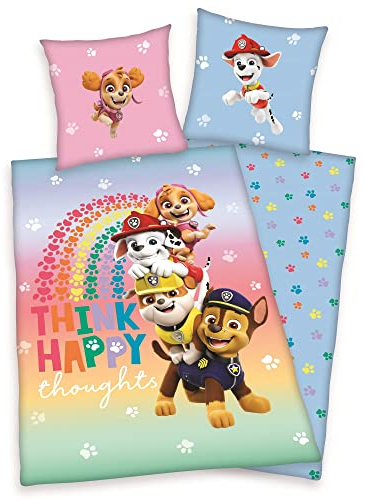 Paw Patrol Think Happy Bettwäsche Set 2 TLG.135x200cm 80x80cm