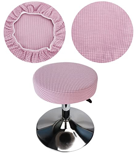 HuaLiSiJi Hockerbezug Rund 30-40cm Luxuriöser Stoff, Dehnbar Knitterfrei Waschbar Staubdicht Weich und Langlebig, Verwandelte die Hocker in Sekunden (1, Rosa)