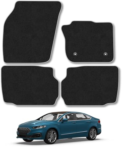 Fits Ford Mondeo (2014-2022) Carpet Car Mats | Grey Edge Trim Tailored Fit Floor Mats Full Coverage Protection Accessories Easy Clean Anti Slip Made in the UK