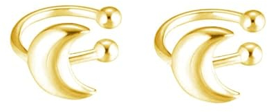 SLUYNZ 925 Sterling Silber Mond Ohrmanschette Clip -On Ohrringe für Frauen Teenagers Wrap Ohrringe Keine durchdringenden Knorpel Ohrringe (B-vergoldet)