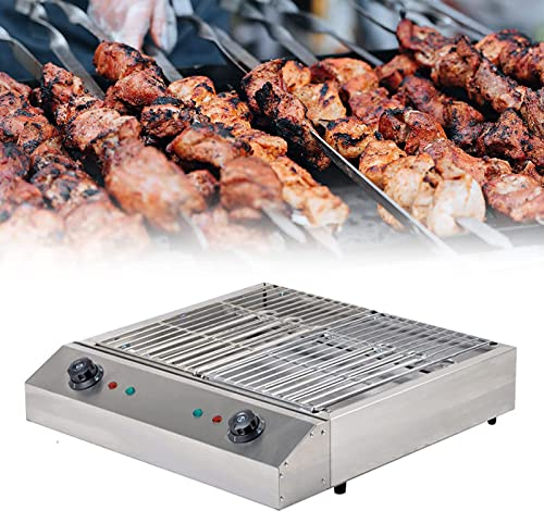 Parrilla eléctrica de mesa, parrilla eléctrica portátil sin humo para barbacoa, parrilla para cocinar en interiores con bandeja de goteo llena de agua, control de temperatura, parrilla de keba