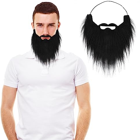 WLLHYF Party-Künstlicher Bart, Gefälschte Bärte Schnurrbärte Lustige Schnurrbärte Halloween Lustiger Zubehör Falscher Kostüm Whisker für Männer Kinder, Versammlungen, Cosplay-Zubehör (Schwarz)