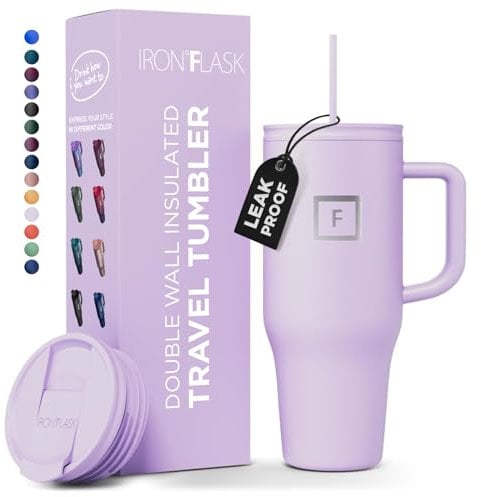 950ml Insulated Tumbler with Straw Lid and Handle - Cold 20hrs & Hot 5hrs Drinks - Double-Walled Stainless Steel Leakproof Travel Mug - Cupholder Friendly Thermal Cup Coffee Flask