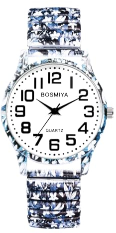 Silverora Uhren Damen Edelstahl Elastische: Bohemian Stil Analoge Quarzuhr Leicht Ablesbare Armbanduhren mit aufgedruckter Edelstahlarmband Stretchband Geschenke für Frauen Mädechen Lila
