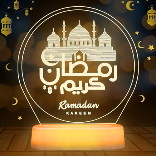 IWTBNOA Ramadan Dekoration Lichter, Muslim Nachtlicht, LED Ramadan Licht, Mubarak Ramadan LED Lampe, Eid Mubarak Dekoration Licht, Muslim Islamic Dekoration für Ramadan Deko Party Geschenke