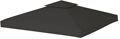 Vigevee Ersatzdach für Pavillon 3x3m Pavillondach Wasserdicht Doppeldach Schutzhaube Anthrazit Ersatzbezug Dachbezug für Garten Pavillon