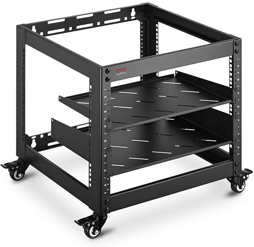 Pyle 10U Server-Rack-Netzwerkschrank – Geschlossene Wandhalterung, inklusive montiertem Lüfter, abschließbarer Tür und Hardware, kompatibel mit 48,3 cm (19 Zoll) Gerätestandard (schwarz), PLRS10UW