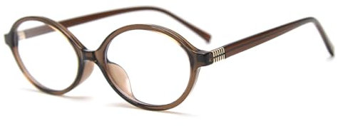 LIGOES Kleine ovale Brillenrahmen TR90 Bürobrille Retro Vintage koreanischer Stil Prescription Eyewears (brown with clear)