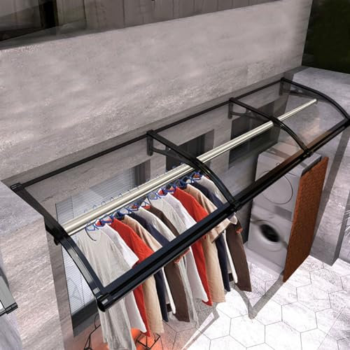 Aluminium Front Door Canopy, Door Awning, Windproof Window Awning or Front Door Canopy Rain Cover, Transparent Outdoor Awning Patio Cover Shelter Sun Shade (100X500cm/39inX197in,100cm)