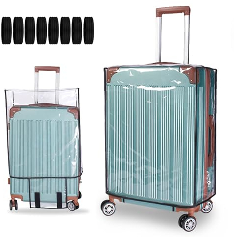 Klare Gepäckabdeckungen 28 Zoll+8 Stück Gepäck Räder Schutz,Koffer Abdeckungen,Transparente Kofferabdeckung,Gepäck-Rollenschutz,Kofferhülle Transparente Kofferschutzhülle,Wasserdicht Gepäckabdeckung