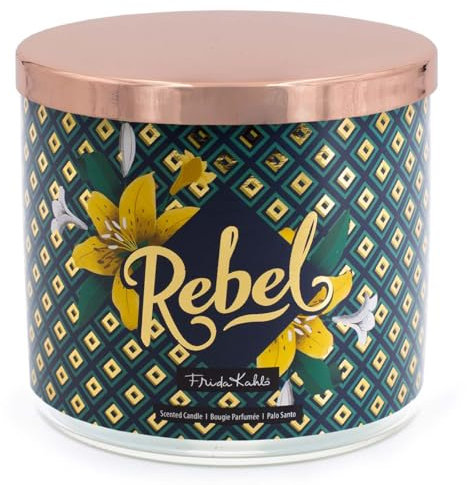 Frida Kahlo Duftkerze im Glas | Rebel | Geschenk für Frauen | Duftkerze Vanille | 3 Docht Duftkerzen | Kerzen lange Brenndauer (60h) | Duftkerze Sojawachs