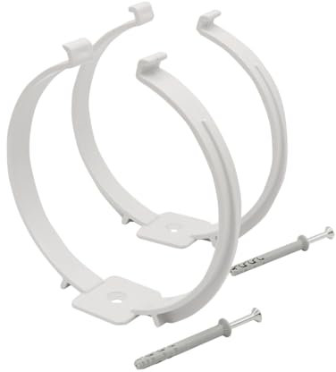 La Ventilazione STVC2125B n. 2 Collari fermatubo Bianchi ø 125 mm completi di viti e tasselli 2 Colliers pour embrasses de Tuyau, Blanc