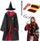 Cevikno Magier Robe, Kostüm Erwachsene, Cosplay Kostüm mit Cape, Magic Wand, Glasses, Scarf, Tie, Halloween Wizard Costume für Erwachsene Halloween Karneval Cosplay Fasching Party