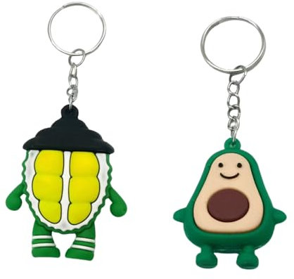 Porte-clés,2 pièces Porte-clés De Fruits Artificiels porte-clés en forme d'avocat Durian Porte-Clés Mode De Voitur,Porte-clés Kawaii Avocat,Porte-clés pour Couple,Cadeau pour Deux