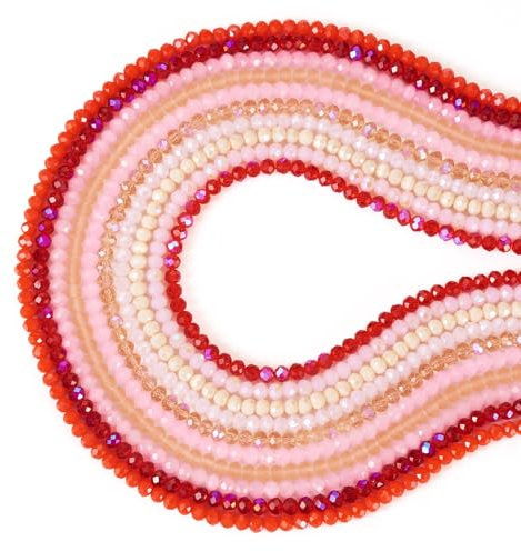 FASHEWELRY 1270 cuentas de cristal redondas rojas y rosas para hacer joyas de bricolaje