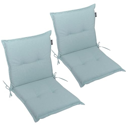 LILENO HOME Gartenstuhl Auflagen als [2er Set - Niedriglehner] in Aqua - Bequeme Liegen als Sitzauflagen für Gartenmöbel - Stuhlkissen für Gartenstühle und Klappstühle MAR