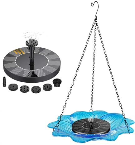 LFLIFENG Pompa Solare con Vaschetta per Uccelli Sospesa Fontana per Uccellini da Esterno Fontana con 6 Ugelli Fontana per Piscina Solare,Style2