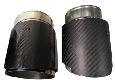 2 STÜCKE Carbon Fiber Auspuffblende Kompatibel for Jeep Grand Cherokee Carbon Fiber Schalldämpfer Spitzen Auto Auspuffrohre Mit AK Logo(Black Matte)