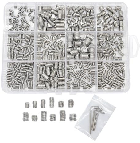 Lot de 500 vis sans tête - Assortiment de vis M3 M4 M5 M6 M8 pour réparation de maison, réparation de meubles, produits électroniques, installation de serrure de porte, bricolage, accessoires de salle