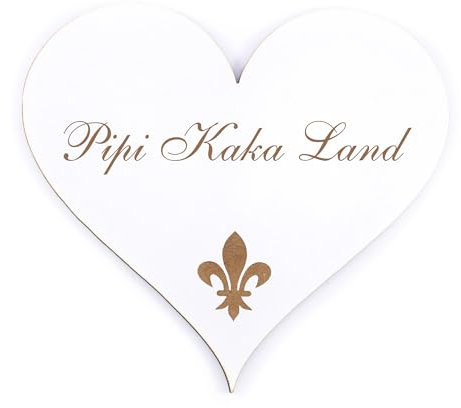 Dekolando Deko Türschild Herz - Pipi Kaka Land - Schild 13 x 12 cm - Schilder Türschilder Namensschilder Wohnung selbstklebend Holzschild Tür Holzschilder