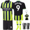 Jouedo Fußballtrikot für Kinder Saison 24/25, Nr.9 Fußball Trikot Herren Fussball, Fußballtrikot Set Kinder T-Shirt und Shorts Jersey Fußballtrikot mit Socken für Kinder und Knieschützer im Set