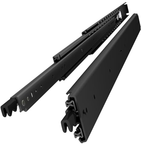 VADANIA Schwerlast Schubladenauszug mit Schloss 1100mm, #D76-B, 1 Paar | 164kg Tragfähigkeit Vollauszug-Kugellager, Seitenmontage, Schwarz