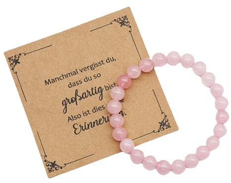 Rosenquarz Armband Damen,Freundeinnen Geschenk Mit Grußkarte,Freundschaftsarmbänder,Beste Freundin Geschenke Für Freundin,Edelstein Armband,Weihnachten Geschenkideen,Für Geburtstag Mädchen Frauen Mama