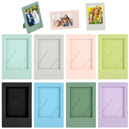 JIANGZHIB 8 Stück Mini Bilderrahmen, 9.2×6.1cm Klein Bilderrahmen, DIY Bunt Bilderrahmen Set, Bilderrahmen Klein 3 Zoll, Mini-Polaroid Bilderrahmen für 90 Sofortbildfilm, Fujifilm Instax Mini