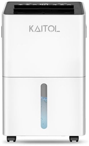 KAITOL Luftentfeuchter Elektrisch 10L/24H, aumgröße ca. 30m², Raumentfeuchter mit Touchscreen, Feuchtigkeitsanzeige, Wäschetrocknung, Kontinuierliche Entwässerung, 24H Timer, Kindersicherung