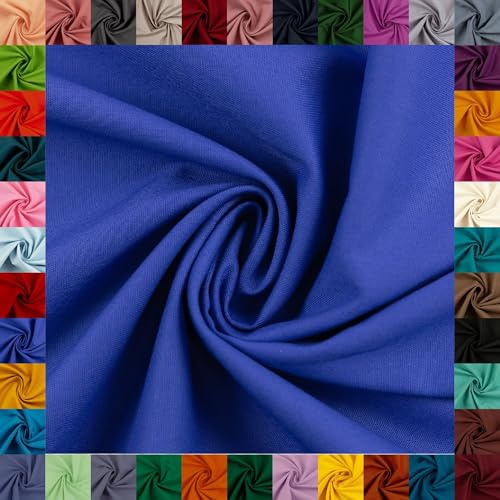Baumwollstoff HEIDE, 100% Baumwolle, 42 Uni-Farben, Coupons (keine Meterware), ca. 150 cm breit, ca. 160 g/m², Oeko-TEX Standard 100 (royalblau, 1 m)