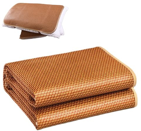 CADEHUB Kühlmatte für Bett Sommer Bambus Bettmatte Single/Twin/Full/Queen/King Size Faltbare Sommerbettmatte doppelseitige Kühlbettblatt Klimaanlage 150x200 cm (59x78.7 in)