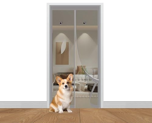 Cortina Mosquitera Puerta Exterior 125 x 195 cm Cierre Automático Cortina Mosquitera Puerta Exterior Mantiene El Aire Fresco para Puertas de Balcón Corredor, Gris