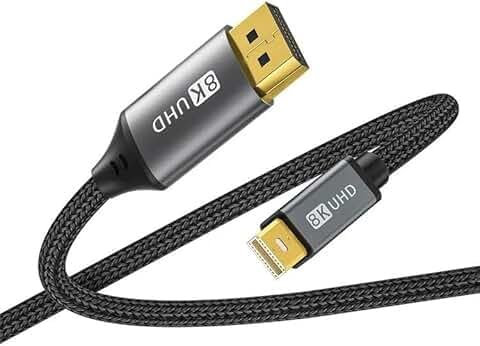 8K Cable HDMI 2.1 Ultra Alta Velocidad 48Gbps 2 Metros Compatible con 4K 240Hz 120Hz 8K 60Hz, eARC, HDR10+, HDCP 2.3, DisplayPort a HDMI, TV, Monitor, PS-5, X-box, Ro-ku, Proyector
