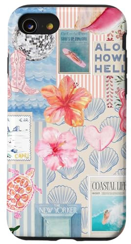 Coastal Collage Preppy Cute Aesthetic Beachy Blue Coquette Case for iPhone SE (2020) / 7 / 8