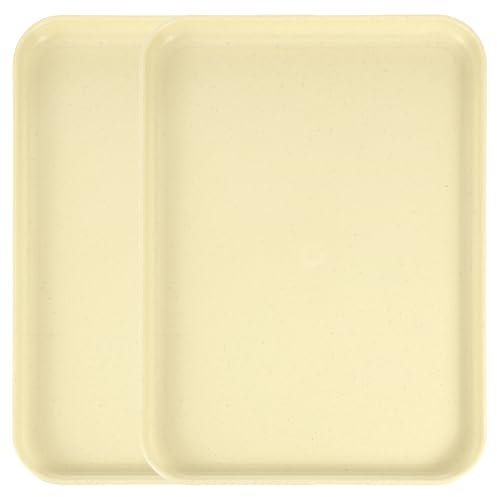 sourcing map 2Pcs Plastic Serving Trays, 12.2 x 8.7 Inch Rectangle Food Serving Cafeteria Trays for Kitchen Restaurant Coffee Fruit Burger Lunch Dessert, Light Yellow
