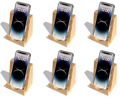 OSCO Bamboo Smart Phone Holder | 6 Pack | Mobile Stand | Cell Phone Dock | Device Cradle | H10 x W8.0 x D7.0cm |