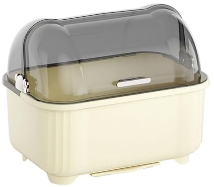 YWJLQH Escurridor de Platos Caja de Almacenamiento para Vajilla Rejilla de Drenaje Y Secador de Tazones con Cubierta Antipolvo Adecuado para La Organización, Blanco Lechoso, Individual