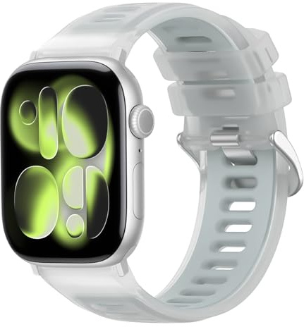 Hiseus Correa Compatible con Apple Watch Series 11 46mm / Series 11 42mm Pulsera Deportiva de Silicona Transparente y Transpirable (Blanco, Series 11 46mm)