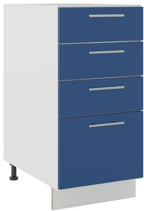 JD Greta Adjustable Kitchen Drawer Base Unit - 400mm - Drawer Cabinet with Fronts (No Worktop) - Navy Matt