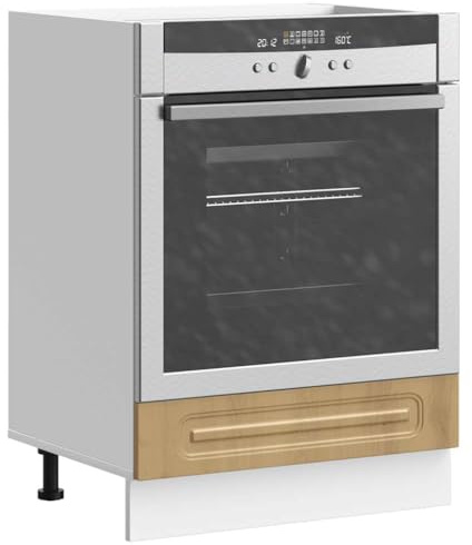 Mandloder Kalmar Armoire encastrable en bois de chêne artisanal, 60 x 46 x 81,5 cm, pieds réglables, armoire de cuisine stable pour four, micro-ondes, rangement peu encombrant