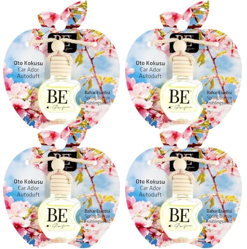 Autoduft 12 ml – Auto Lufterfrischer Langanhaltend – BE Parfum Premium Autoparfum (Frühlingswind - 4er Set (Spring) Frisch, leicht blumig)