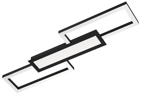 EGLO LED Deckenleuchte Fomento, geometrische Deckenlampe | Deckenbeleuchtung aus Metall in Schwarz und Kunststoff in Weiß, Aufbauleuchte für Büro und Küche, warmweiß-kaltweiß, L 78 cm