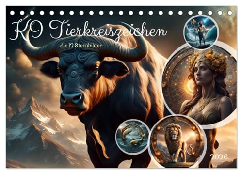KI Tierkreiszeichen (Tischkalender 2026 DIN A5 quer), CALVENDO Monatskalender: KI unterstützer Tierkreiszeichen-Geburtstagskalender (CALVENDO Kunst)