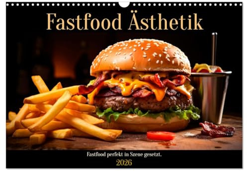 Fastfood Ästhetik (Wandkalender 2026 DIN A3 quer), CALVENDO Monatskalender: Sinnliches Fastfood: Stilvolle Genüsse, Monat für Monat. (CALVENDO Lifestyle)