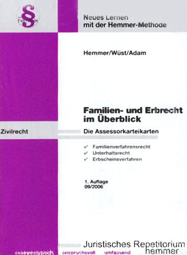 Assessor-Karteikarten: Familien- und Erbrecht im Überblick: Überblickskarteikarten (Karteikarten - Zivilrecht)