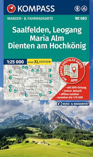 KOMPASS Wanderkarte 083 Saalfelden, Leogang, Maria Alm, Dienten am Hochkönig 1:25.000: XL Karten: Wander- und Fahrradkarte im Walter Mayr Großdruck - ... Wander-& Radwege. Skitouren. Langlaufen.