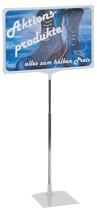 FRANKEN Preisständer, Info-Ständer A4, Freistehend, höhenverstellbar, tragbar, 210 x 620 x 10 mm, grau, PSM A4 12